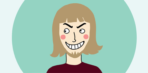 whimsical of a smiling person with light brown hair