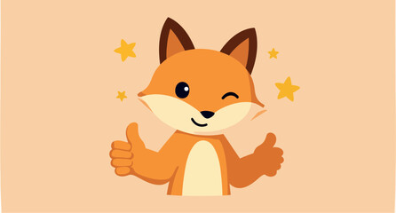 cheerful cartoon fox giving two thumbs up
