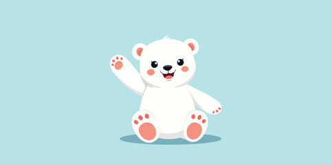 cheerful cartoon bear cub sitting and waving © Rysak
