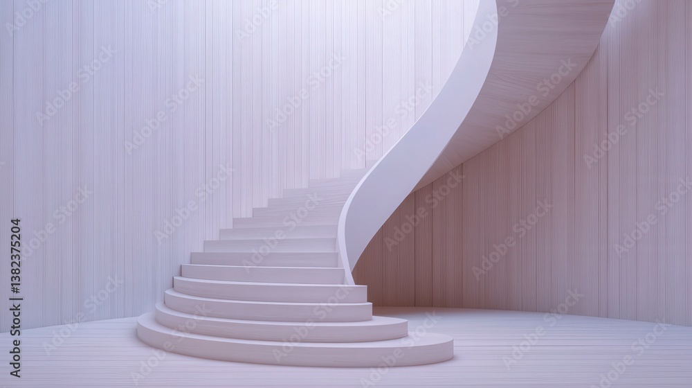 Poster elegant minimalist staircase creating an optical illusion of infinite loops in a modern space