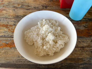 hot rice on white dish