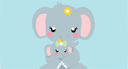 Fototapeta premium mother elephant lovingly embraces her baby elephant a heartwarming of family and affection