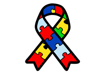 Colorful puzzle piece ribbon