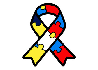 Colorful puzzle piece ribbon