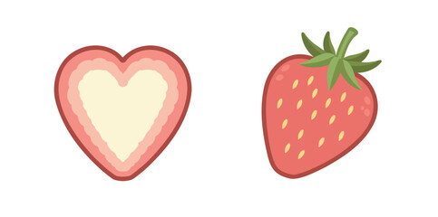 heart-shaped strawberry slice and whole strawberry