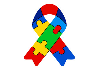 Colorful puzzle piece ribbon