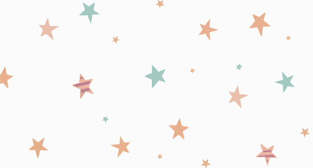 scattered pastel stars on white background