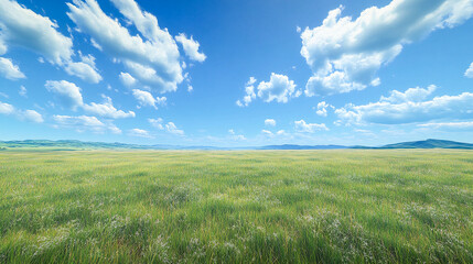 Obraz premium Blue Sky and White Clouds Prairie