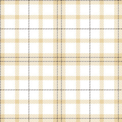 Vibrant beige Seamless Tartan with Deep white accents Fabric Design