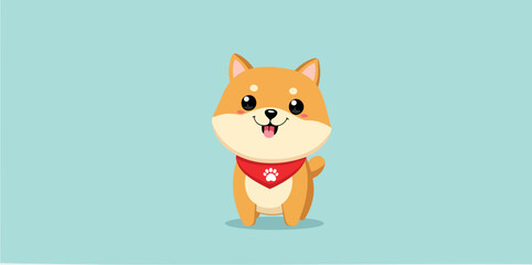 adorable cartoon shiba inu puppy with playful demeanor