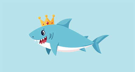 friendly cartoon shark wearing a golden crown