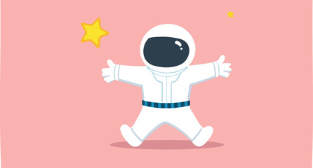joyful astronaut welcoming with open arms
