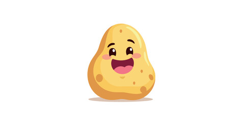 cheerful cartoon potato character with a joyful expression