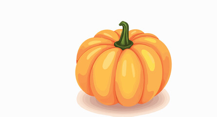 vibrant pumpkin with a green stem ready for autumn harvest.