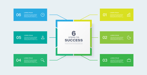 6 Step Vector Infographic design template with icons and text