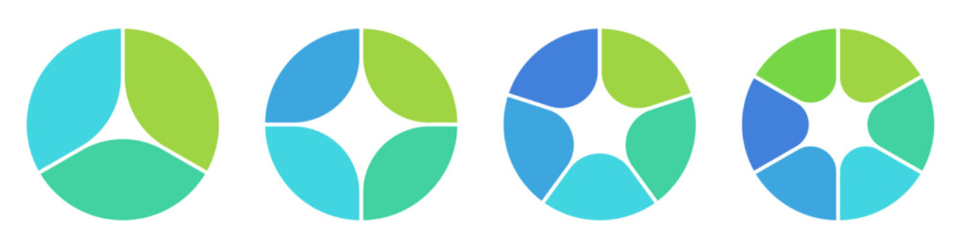3 to 6 Part Pie Chart Design Template