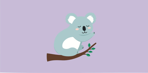 adorable sleeping koala on tree branch