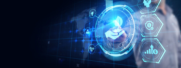 ESG Environmental Social Governance concept. Technology, Internet and network concept.