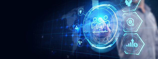 Obraz premium Business, Technology, Internet and network concept. Human Resources HR management recruitment employment headhunting concept.