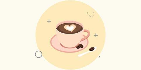 Obraz premium heart-shaped latte adorns a cup of coffee.