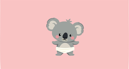 adorable baby koala in diaper