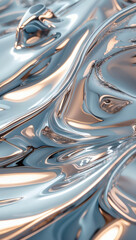 Abstract waves and folds in metallic blue and gold. Light reflects across the surface creating a dramatic, organic flow.