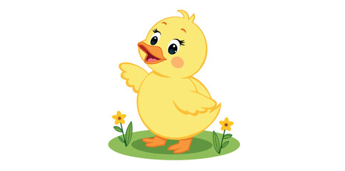 adorable yellow chick on grass