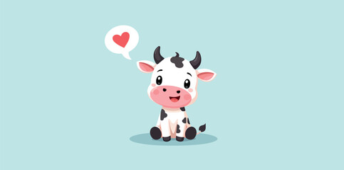 Obraz premium adorable calf : a charming sitting calf with heart speech bubble