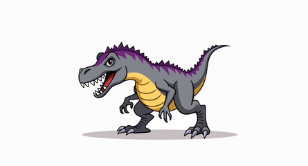 Fototapeta premium fierce cartoon dinosaur in gray and purple