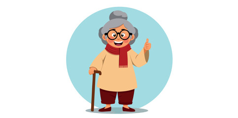 cheerful elderly woman giving thumbs up