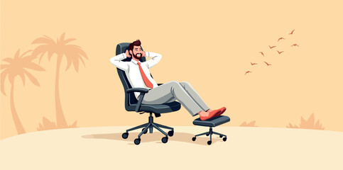 relaxed businessman enjoying a break in a comfortable chair
