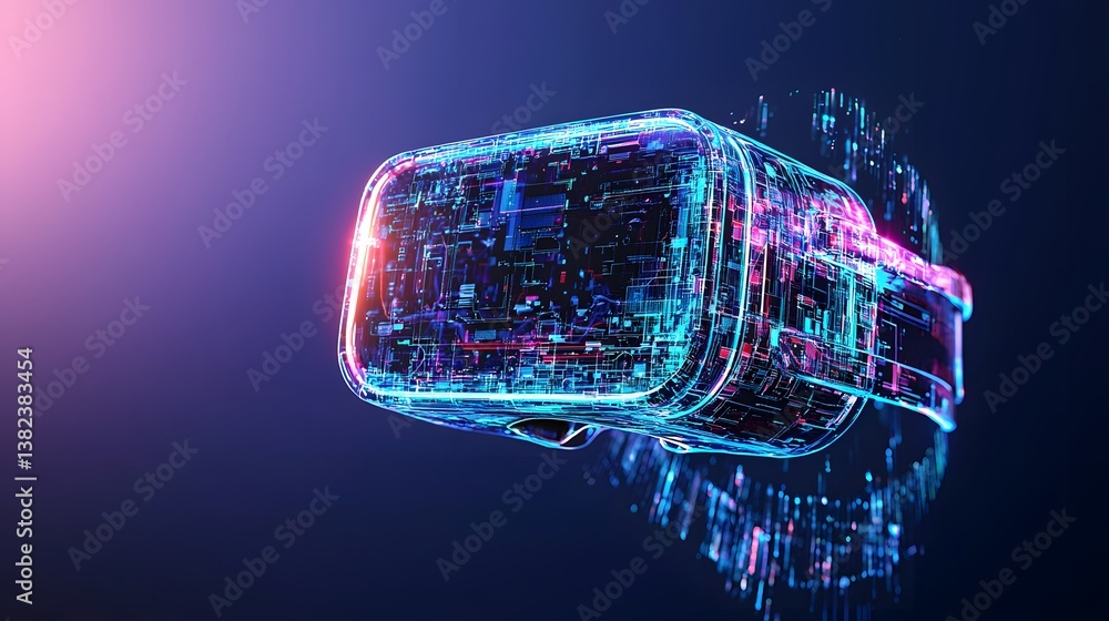 Poster futuristic mixed reality concept, abstract digital elements blending seamlessly with real-world envi