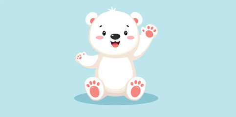cheerful cartoon bear cub sitting and waving © Rysak