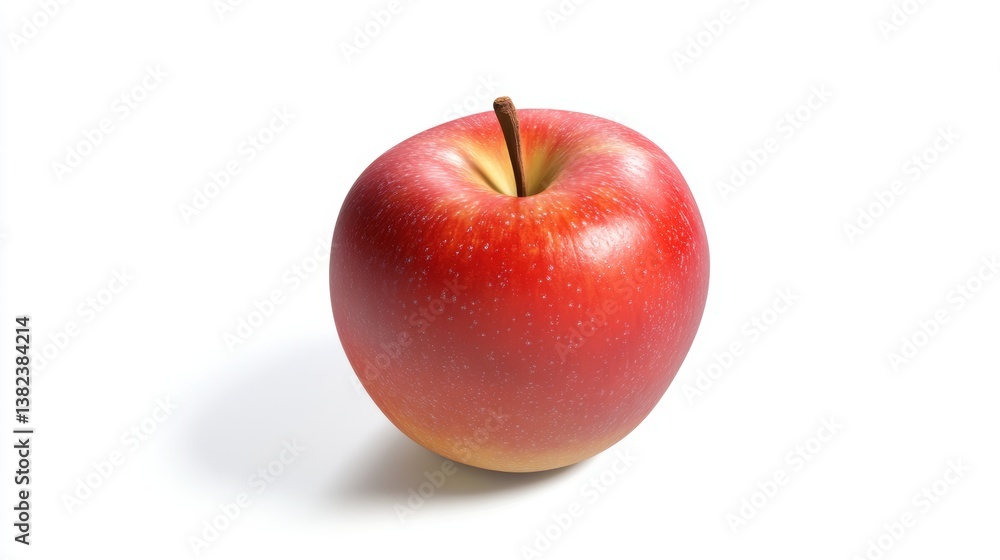 Poster fresh red apple resting on a white surface illuminated by soft light showcasing its vibrant color an