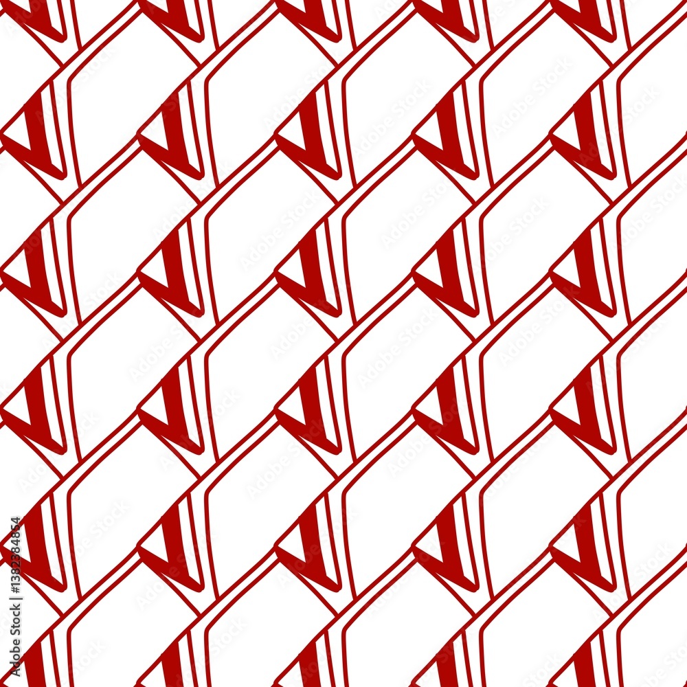 Poster seamless pattern with red line on white background