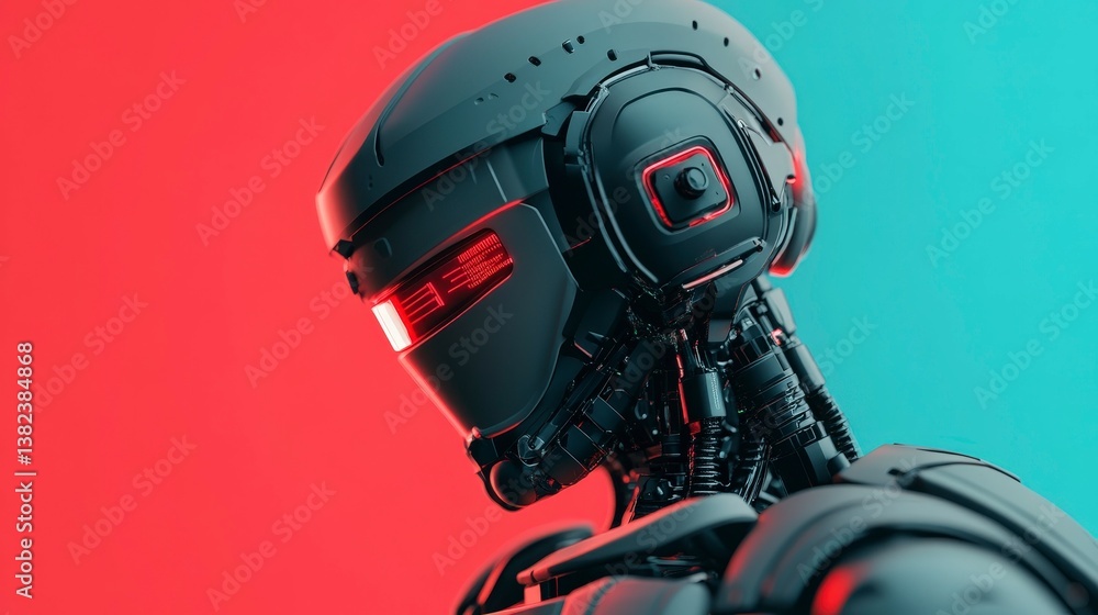 Poster ai powered robotic assistant shines in futuristic neon color contrast background