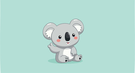 adorable cartoon koala sitting and waving © Rysak