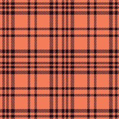 Elegant Vivid melon & Rich very dark brown Seamless Tartan Fabric Design