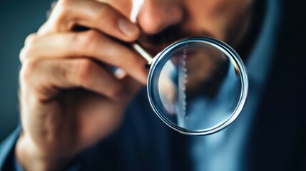 Fototapeta premium Close-up of a Man Using a Magnifying Glass for Detailed Examination