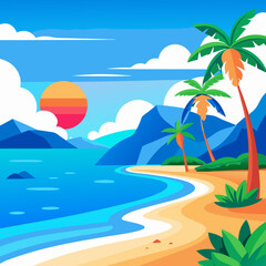 Obraz premium tropical beach with palm trees