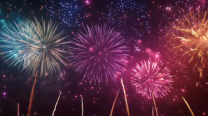 Colorful fireworks display at night