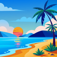Fototapeta premium tropical beach with palm trees