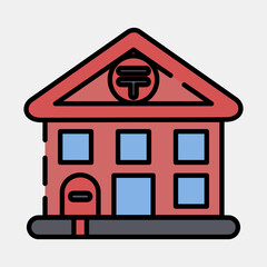 Icon post office. Building elements. Icons in filled line style. Good for prints, web, posters, logo, site plan, map, infographics, etc.