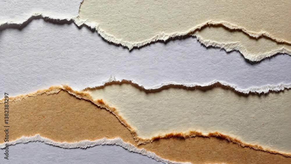 Poster Textured layers of torn paper create an artistic display of neutral tones suitable for various design projects