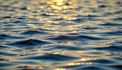 Rippling Water Reflections Glimmering reflections of light dancing on the surface of a calm body of water, in hues of blue and gold.