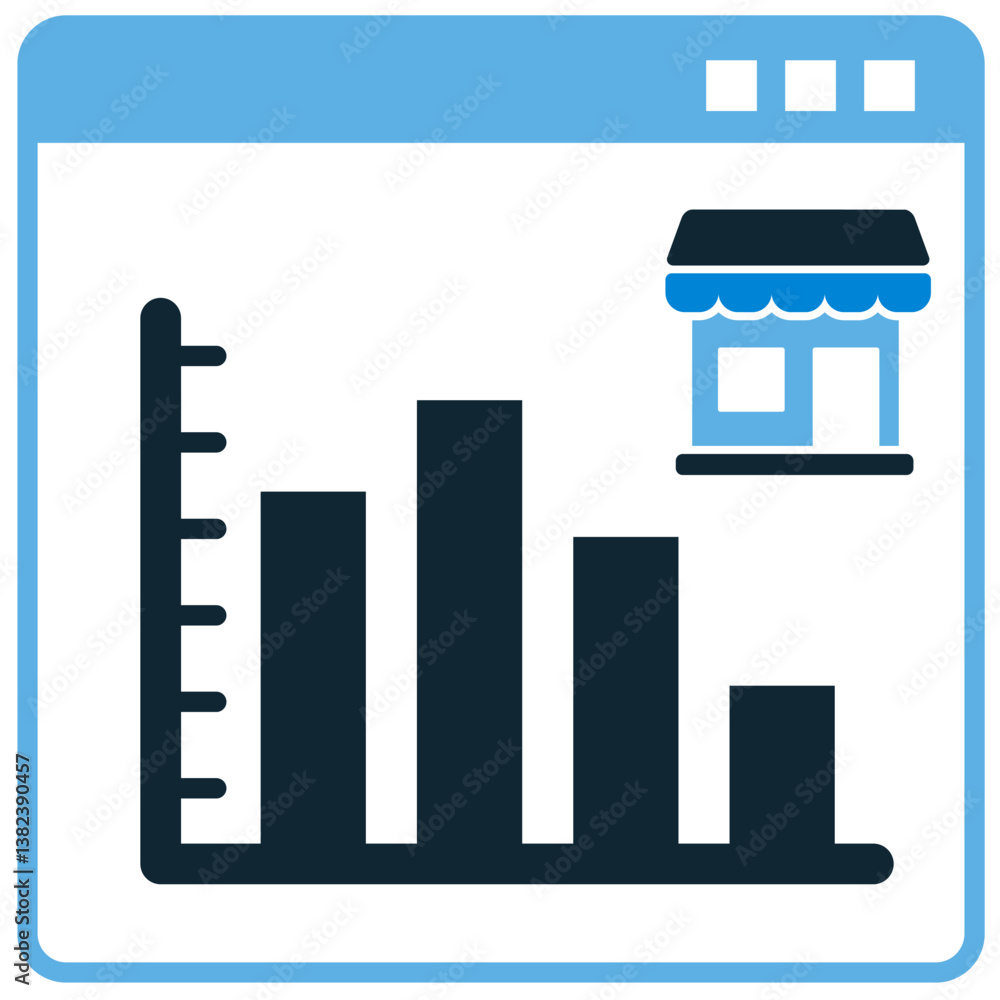 Poster site store statistics icon vector. symbol for data analysis, e-commerce performance, and online sale
