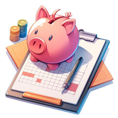 Budgeting tips with a piggy bank illustration on a transparent background finance graphics