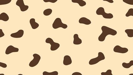 Abstract brown cow spots or cow print pattern vector. Hand drawn design. Farm animal print