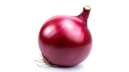 Fresh red onion on a white background showcasing its smooth surface and natural color, isolated on white background