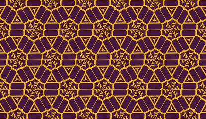 Vector illustration with pattern in triangles style. Curved line. Decorative design for For interior wallpaper, smart design, fashion print. Purple, orange color. Seamless